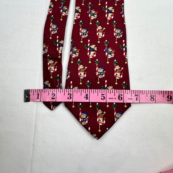 Christmas Tie Necktie Holiday Teddy Bear Candy Cane Silk by Croft and‎ Barrow - Picture 6 of 10